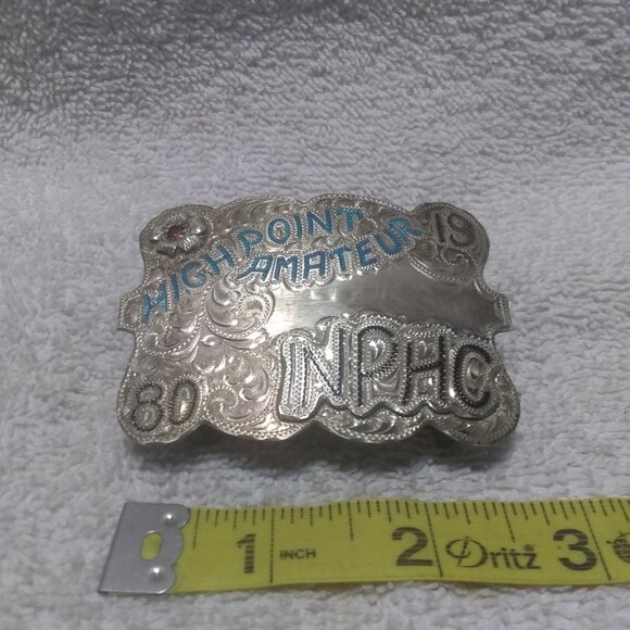 INPHC High Point Amateur 1980 Silver Buckle Flower Hanson Signed Vintage !!
